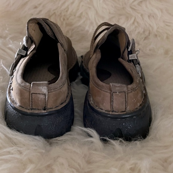 Double H Tan Leather Silver Double Buckle Studded Ankle Boots Mules - Picture 4 of 10